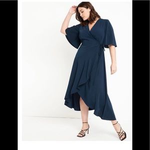 Flare sleeve maxi wrap dress